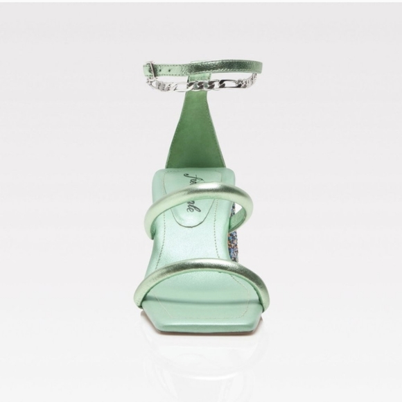 Free People Parker Chain Heels / Lime Metallic NIB - Picture 4 of 9